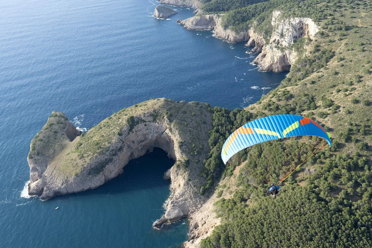 paragliding along the coastline
