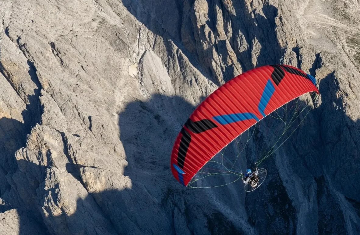 paragliding over a mountain