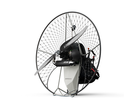 Paramotor with a black and white design on a white background