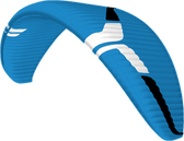 Blue and white paragliding wing on a transparent background