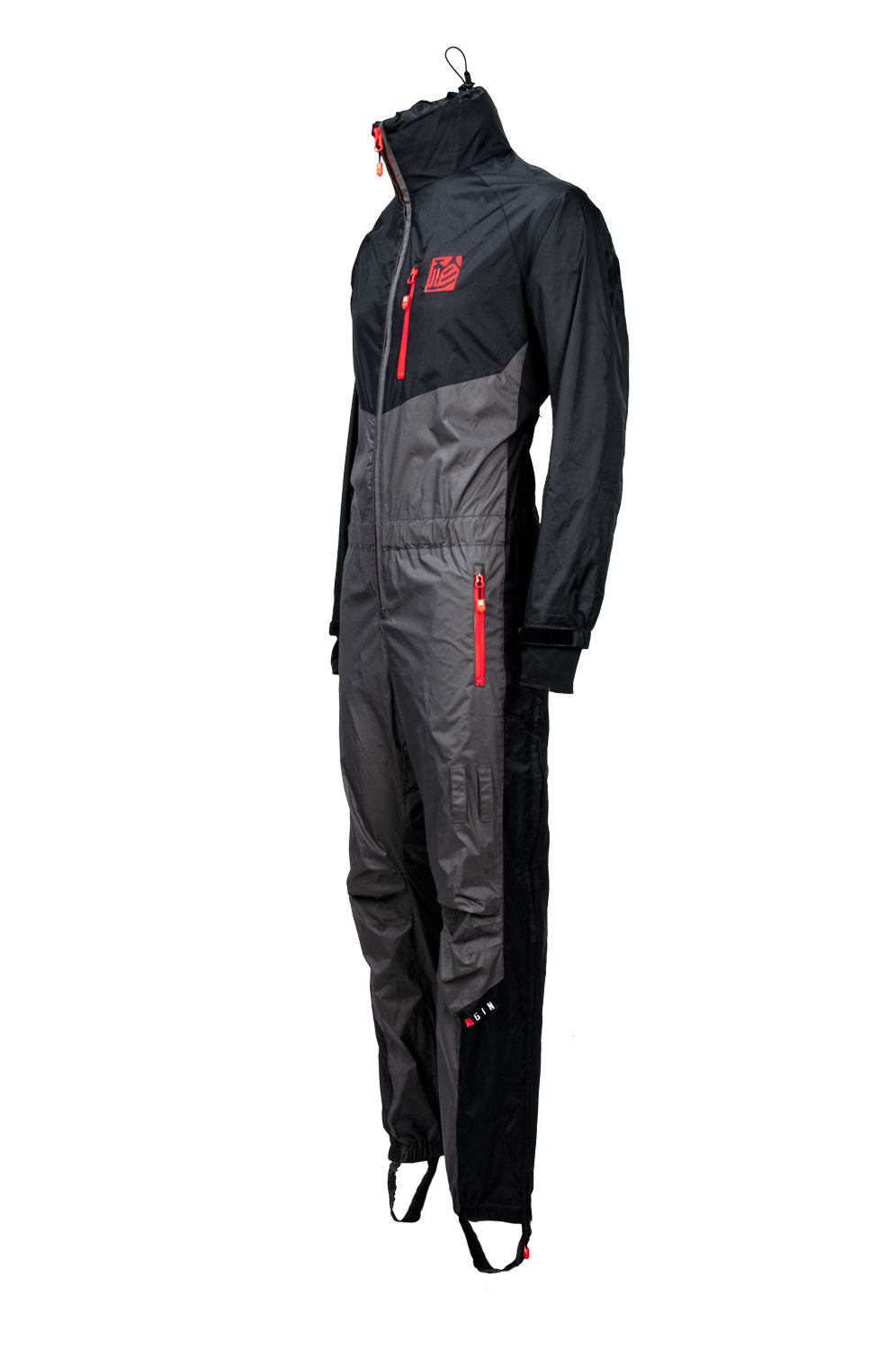 black and grey flying suit