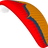 Red and yellow paraglider wing on a transparent background