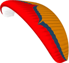 Red and yellow paraglider wing on a transparent background