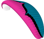 Pink and blue paraglider wing on a transparent background