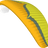 Yellow paragliding wing on a transparent background