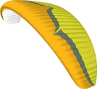 Yellow paragliding wing on a transparent background