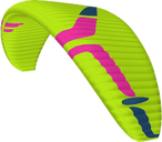 Green and pink paragliding wing on a transparent background