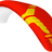 Red and yellow paraglider wing on a white background
