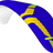 Blue and yellow paramotor wing on a white background