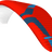 Red and blue paragliding wing on a transparent background