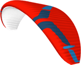 Red and blue paragliding wing on a transparent background