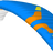 Blue and orange paraglider wing on a white background
