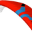 Red and blue paragliding kite on a white background