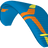 Blue and orange paramotor wing on a white background