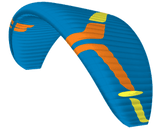 Blue and orange paramotor wing on a white background