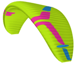Colorful paramotor wing on a white background