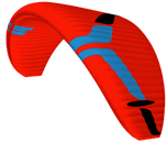 Red and blue paramotor wing on a white background