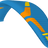Blue and orange paramotor wing on a white background