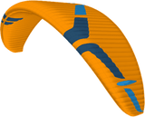 Orange and blue paramotor wing on a white background