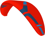 Red and blue paramotor wing on a transparent background
