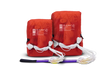 Two red G-Lite fire starters with a purple and black fire starter on a white background