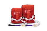 Two red G-Lite fire starters with a purple and black fire starter on a white background