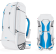 White and blue backpack with 'neo' branding on a white background
