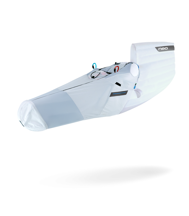White hang glider with 'NEO' branding on a white background
