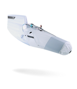 White inflatable hand glider harness on a white background