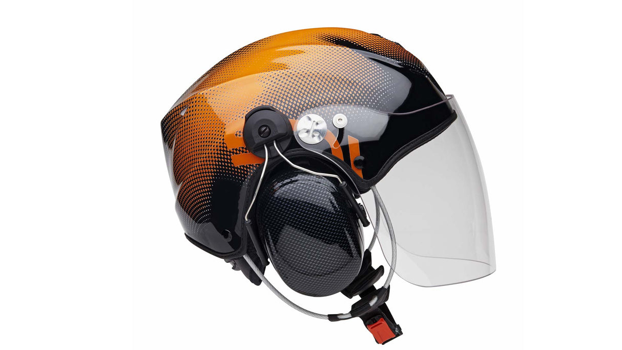Icaro Solar X Paramotoring Helmet from SkySchool in Orange and Black from SkySchool